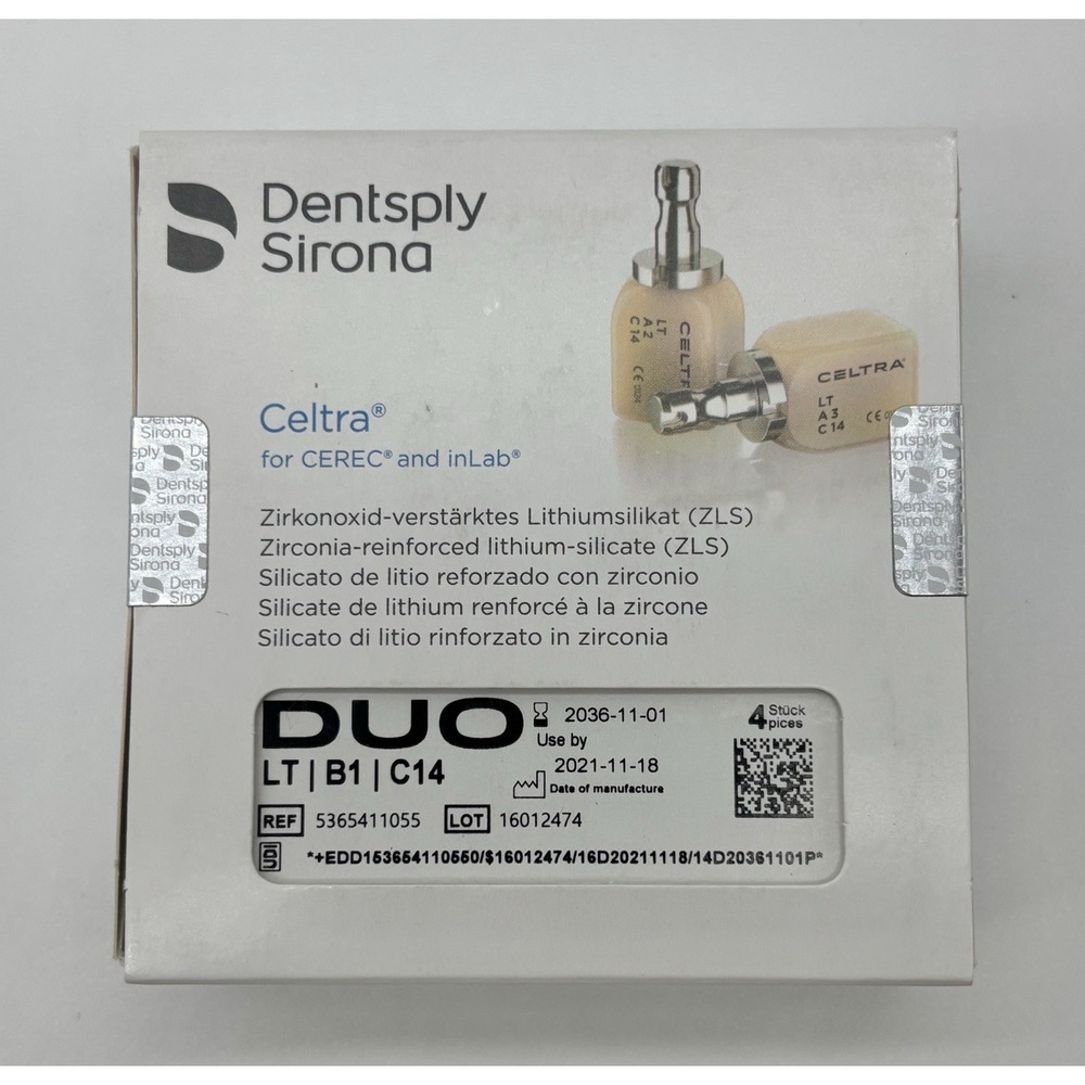 Dentsply‎ Sirona Celtra Duo LT B1 C14 CAD CAM Blocks 4pc CEREC inLab Sealed